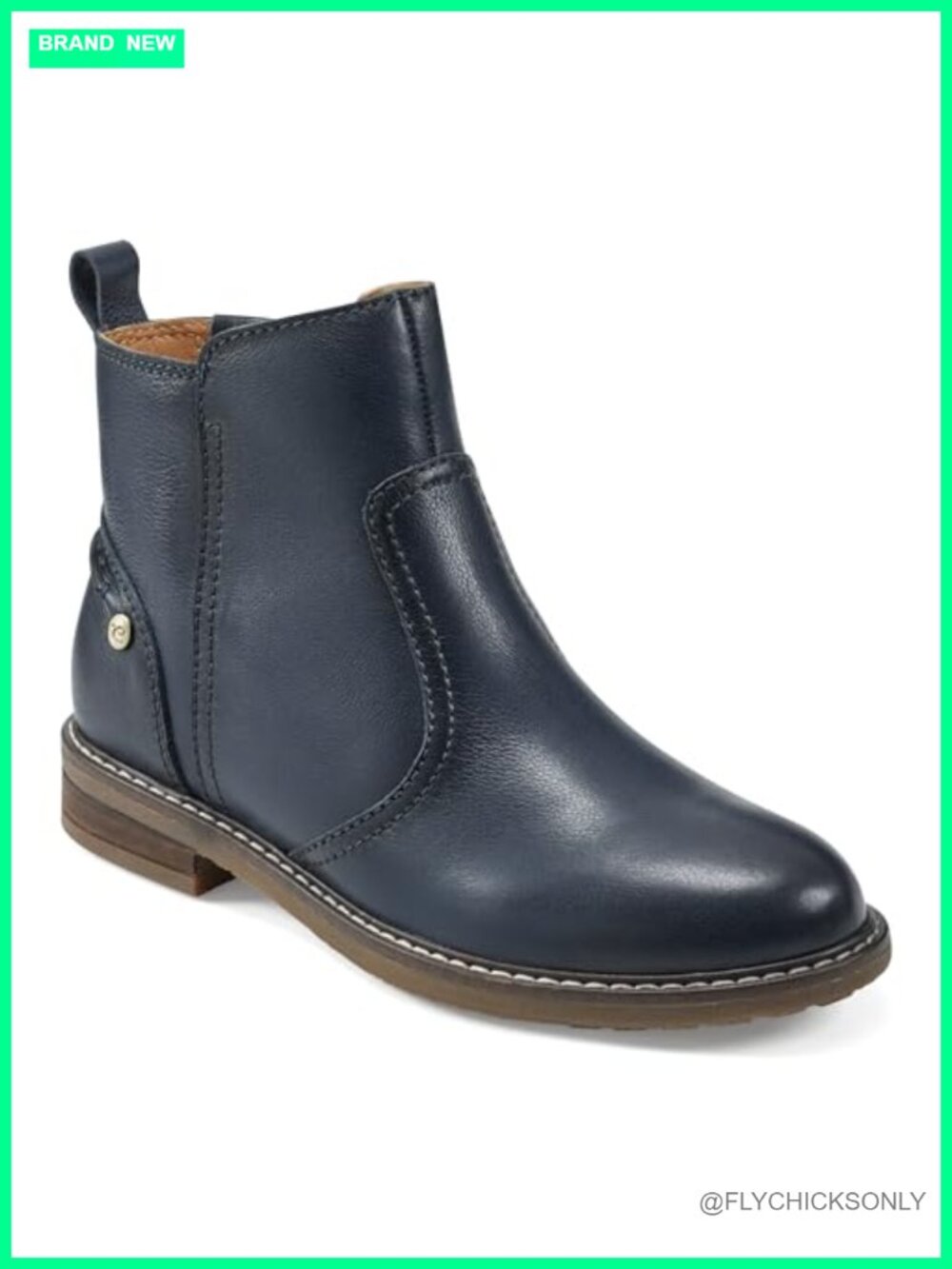 Easy Spirit Juna Leather Ankle Bootie with Zippered Closure and Almond Toe